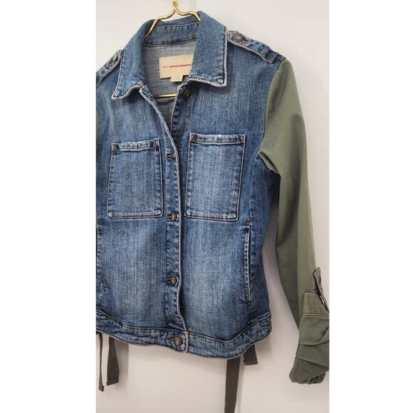 Pilcro And The Letter Press Denim Military Mix Green Blue Jacket Size XS - Picture 9 of 14